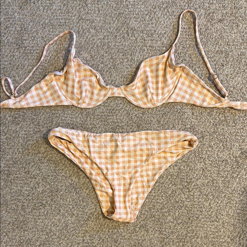 Kittenish Tan Gingham Bra Intimates